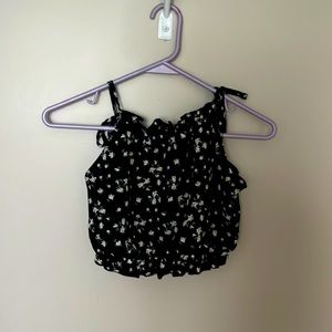 Black crop top with flowers